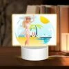 Rectangular Acrylic Night Light, A Woman In A White Dress Is Standing On A Beach