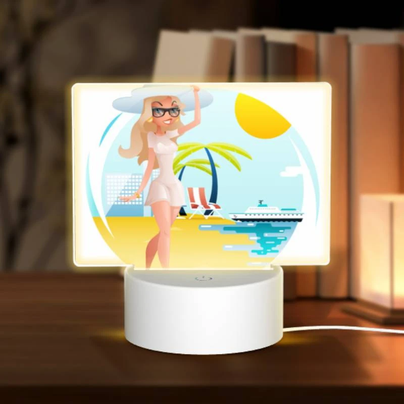 Rectangular Acrylic Night Light, A woman in a white dress is standing on a beach Rectangular Acrylic Night Light, A Woman In A White Dress Is Standing On A Beach -Acrylic Night Light Shop 93decd6b52e604c65decfa3f9b3c4597bc05cedd