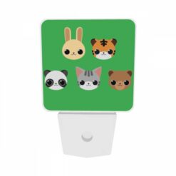 Night Light Set Of 2, Five Different Animal Heads Are Shown On A Green Background. -Acrylic Night Light Shop 9433e3f06c702795894e9284f934e7e538453eb4
