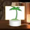 Rectangular Acrylic Night Light, A Green Palm Tree With A White Background.