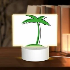 Rectangular Acrylic Night Light, A Green Palm Tree With A White Background.