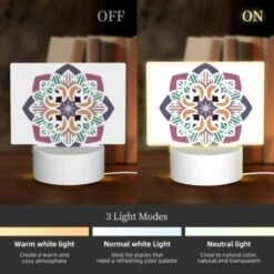 Rectangular Acrylic Night Light, A Colorful Flower Design With A Purple Background. -Acrylic Night Light Shop 94993d47c3c94d8051ef4f91cc6be40b29b5acb8