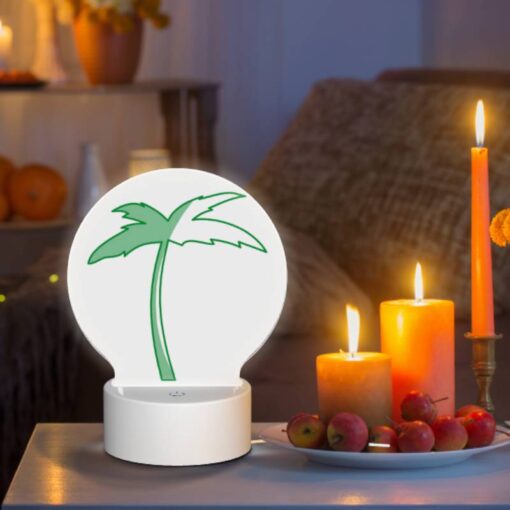 Round Acrylic Night Light, A Green Palm Tree With A White Trunk. -Acrylic Night Light Shop 94b59950fd89384813bee538ac52a8f3b427fbdb
