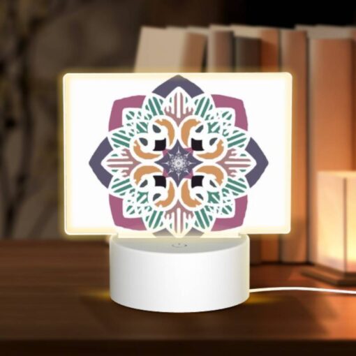 Rectangular Acrylic Night Light, A Colorful Flower Design With A Purple Background. -Acrylic Night Light Shop 960013218f3aafeb11522d31961537a51f739224
