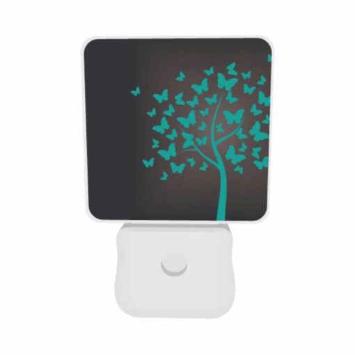 Night Light Set Of 2, A Tree With Green Leaves And Blue Butterflies. -Acrylic Night Light Shop 96381e2164c8da183079faedc8399d241726cd4c