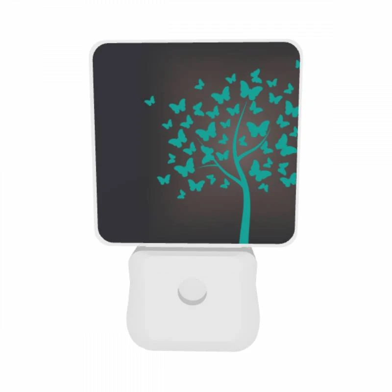 Night Light Set of 2, A tree with green leaves and blue butterflies. Night Light Set Of 2, A Tree With Green Leaves And Blue Butterflies. -Acrylic Night Light Shop 96381e2164c8da183079faedc8399d241726cd4c