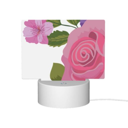 Rectangular Acrylic Night Light, A Pink Rose With A Yellow Center And Purple Petals. -Acrylic Night Light Shop 967f3e201464922ac589059081c250b5f16c0d6a