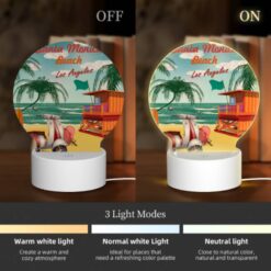 Round Acrylic Night Light, A Colorful Beach Scene With A Surfboard -Acrylic Night Light Shop 96f8c1ff548b909fd6bdab540762612e60d06bc1