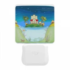 Night Light, A Cartoon Of A House On A Hill With A Palm Tree In Front Of It. -Acrylic Night Light Shop 973a7a2a1f17d9b2e0930d8e1c3641cea30e20bb