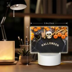 Rectangular Acrylic Night Light, A Halloween Sign With Skeletons And Pumpkins On It. -Acrylic Night Light Shop 97a695225961ce3b13ac7a0d42987712449202a8