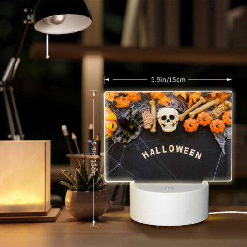Rectangular Acrylic Night Light, A Halloween Sign With Skeletons And Pumpkins On It. -Acrylic Night Light Shop 97a695225961ce3b13ac7a0d42987712449202a8