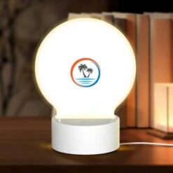 Round Acrylic Night Light, A Logo For A Beach Resort.
