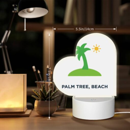 Love Acrylic Night Light, A Green And White Image Of A Palm Tree And Sun On A Beach. -Acrylic Night Light Shop 981ead7466ac667ebc857ed97393e5a0a64132b5