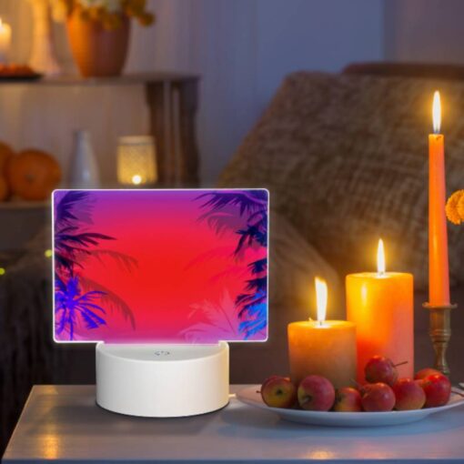 Rectangular Acrylic Night Light, Two Palm Trees Are In The Background Of A Blue And Red Sky. -Acrylic Night Light Shop 9836a4bb070af835b83596ac0a9a313e56270c1f