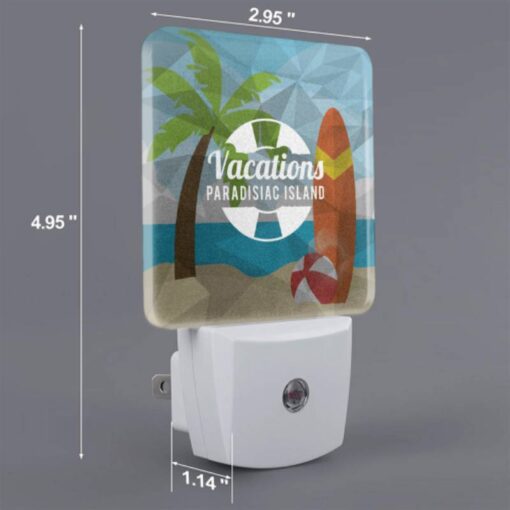 Night Light Set Of 2, A Vacations Logo With A Palm Tree And A Surfboard. -Acrylic Night Light Shop 98880dd63dcde2dd4581685dee2605c859350389