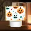 Rectangular Acrylic Night Light, A Pattern Of Pumpkins With Smiling Faces And Leaves.