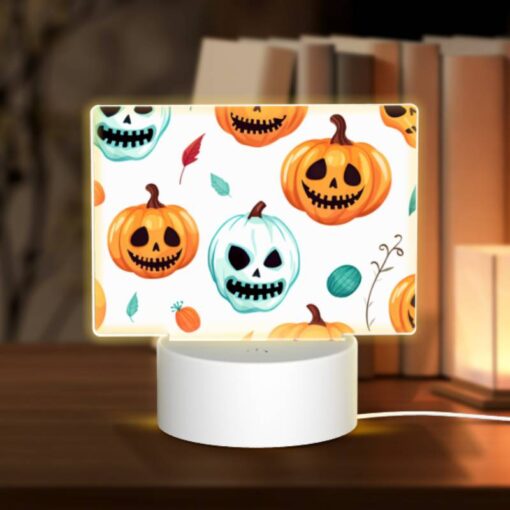 Rectangular Acrylic Night Light, A Pattern Of Pumpkins With Smiling Faces And Leaves. -Acrylic Night Light Shop 98dfc7130db9f375d5eba99c990d51375e341b0d