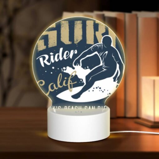 Round Acrylic Night Light, A Surfer Riding A Wave In San Diego. -Acrylic Night Light Shop 990011c7cc1da2e9f53bf529968a16c7bc9df506