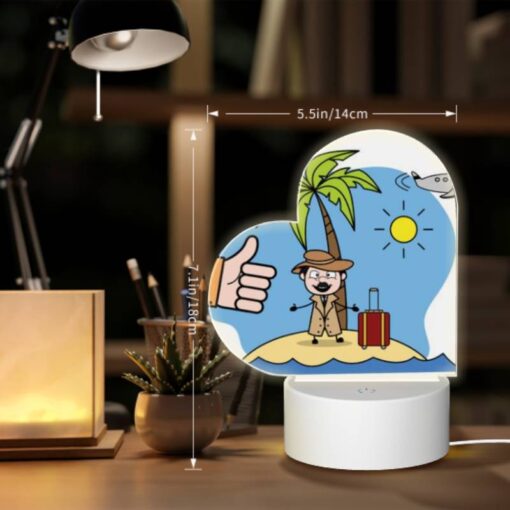 Love Acrylic Night Light, A Man In A Suit And Hat Is Standing On A Beach With A Suitcase And A Bag. -Acrylic Night Light Shop 992913966b91659ceab665d1ec7c21a6447caece
