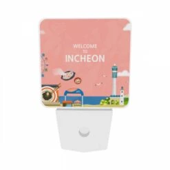 Night Light Set Of 2, A Colorful Cartoon Of A Beach With A Ferris Wheel And A Sign That Says "Welcome To Incheon." 6 Night Light Set Of 2, A Colorful Cartoon Of A Beach With A Ferris Wheel And A Sign That Says "Welcome To Incheon." -Acrylic Night Light Shop 99a85a9c74939b34d68c0c339e27b82b8943c1ba
