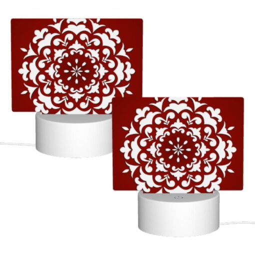 Rectangular Acrylic Night Light, A White And Red Flower Design On A Red Background. -Acrylic Night Light Shop 9a679b4d4b0c9dbb7457e972111b76b654e1c618