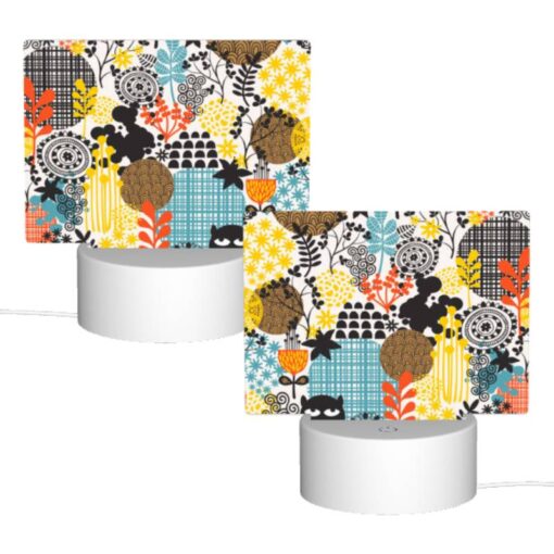 Rectangular Acrylic Night Light, A Black Cat Is Sitting On A Yellow And Blue Checkered Background. -Acrylic Night Light Shop 9a8895aa22ac96fad518aebe19195a457f68e75b