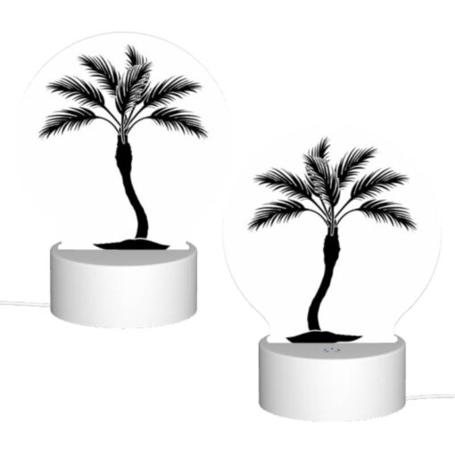 Round Acrylic Night Light, A Black And White Drawing Of A Palm Tree. -Acrylic Night Light Shop 9b796259d82d98530e86e8265ea29e4784a885f6