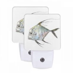 Night Light Set Of 2, A Fish With A Long Tail And A Yellow And White Body.