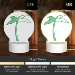 Round Acrylic Night Light, A Green Palm Tree With A White Trunk. -Acrylic Night Light Shop 9c93c85a8144175c7f98782b944880c7fbb43e29