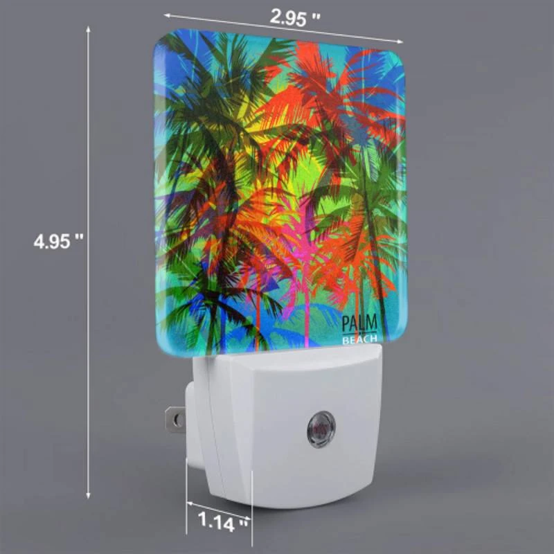 Night Light Set of 2, A colorful image of palm trees with a logo that reads "Palm Beach." Night Light Set Of 2, A Colorful Image Of Palm Trees With A Logo That Reads "Palm Beach." -Acrylic Night Light Shop 9ca8568f25479730d03315414cbc24aa2c5fd58e