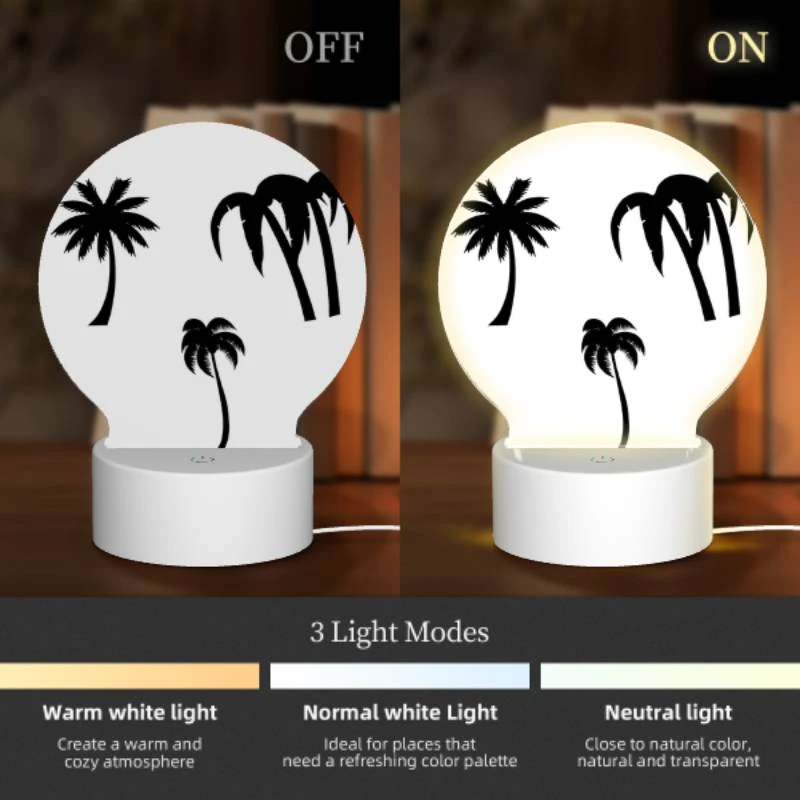 Round Acrylic Night Light, Three black and white palm trees on a white background. Round Acrylic Night Light, Three Black And White Palm Trees On A White Background. -Acrylic Night Light Shop 9cde09917338e63af432d0aa20ef27876b8a2de2