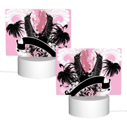 Rectangular Acrylic Night Light, A Pink And Black Image Of A Bird With A Letter "U" On It. -Acrylic Night Light Shop 9d690b6dc23397e4bafeeaaf7c24e05aba6e8e10