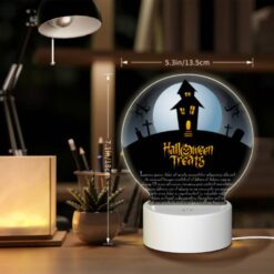 Round Acrylic Night Light, A Halloween Treat Poster With A House And A Moon. -Acrylic Night Light Shop 9da6ca9812aeda6d017394291a99c21fdef70ecd