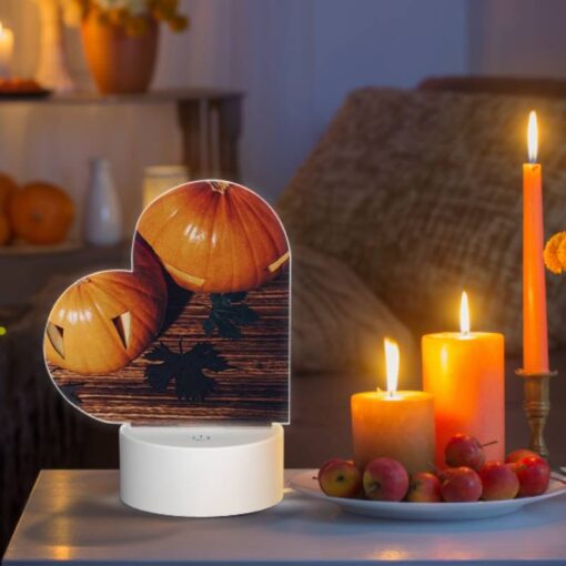 Love Acrylic Night Light, A Pumpkin With A Face Drawn On It Sits On A Table With Other Pumpkins. -Acrylic Night Light Shop 9db47646035296f489f2a2f497420e91874381ea
