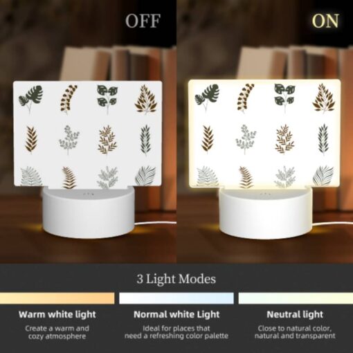 Rectangular Acrylic Night Light, A Collection Of Different Types Of Leaves. -Acrylic Night Light Shop 9df1fd9d36d84b591ea160b73cab9e9f5b8763da