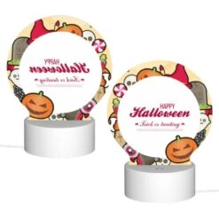 Round Acrylic Night Light, A Colorful Halloween Poster With A Round Circle In The Center. -Acrylic Night Light Shop 9e7b826900bb7ee05cb6d8150476ff1f4ed7ff99