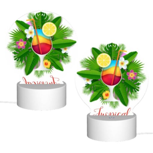 Round Acrylic Night Light, A Colorful Tropical Drink With A Straw And A Slice Of Lemon. -Acrylic Night Light Shop 9ea22c80d444b4e0738303215973342f102c302f