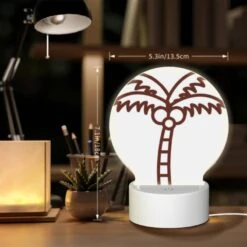 Round Acrylic Night Light, A Brown And White Drawing Of A Palm Tree. -Acrylic Night Light Shop 9ef835164d912e530afc8237ec4bf653fff6b0ec