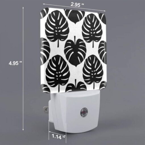 Night Light Set Of 2, A Pattern Of Leaves On A Black And White Background. -Acrylic Night Light Shop 9f1bd382609039ed32bd0064bbfd4f223dc9113b