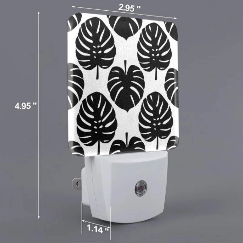 Night Light Set of 2, A pattern of leaves on a black and white background. Night Light Set Of 2, A Pattern Of Leaves On A Black And White Background. -Acrylic Night Light Shop 9f1bd382609039ed32bd0064bbfd4f223dc9113b