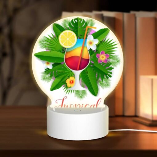 Round Acrylic Night Light, A Colorful Tropical Drink With A Straw And A Slice Of Lemon. -Acrylic Night Light Shop 9f262b2f88a3094410dde2812271ed0b32631f34
