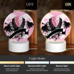 Round Acrylic Night Light, A Pink And Black Image Of A Bird With A Letter "U" On It. -Acrylic Night Light Shop 9f6bac1531d886dfb0e64a48c2feba48b9e86bdb