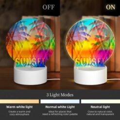 Round Acrylic Night Light, A Colorful Sunset With A Beach Party Logo. -Acrylic Night Light Shop 9f8d68321b234e3f76c274ab4a3cf73c2711933a