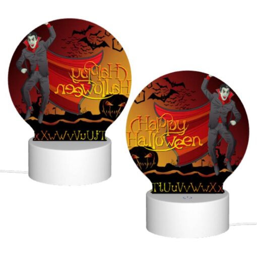 Round Acrylic Night Light, A Man Dressed As Dracula Is Celebrating Halloween. -Acrylic Night Light Shop 9fcbc18963cd54e0a3535d96564acc0e1a112f9d