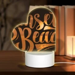 Love Acrylic Night Light, A Sunset Beach Sign With A Boat On It.