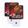 Night Light Set Of 2, A Halloween Poster With A Castle And Bats.