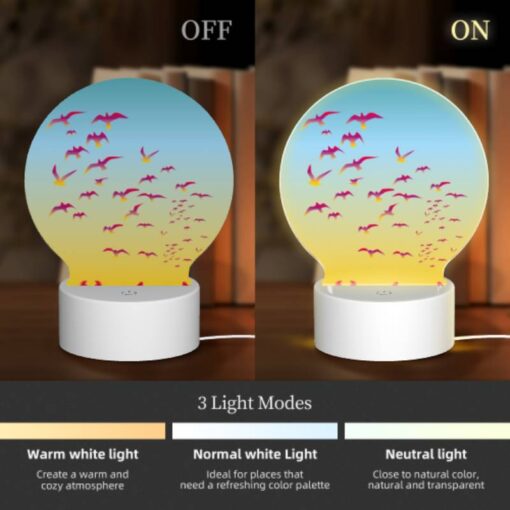 Round Acrylic Night Light, A Flock Of Colorful Birds Flying In The Sky. -Acrylic Night Light Shop a1915647b4f92c2e31f5b06094cdc3221a847af7