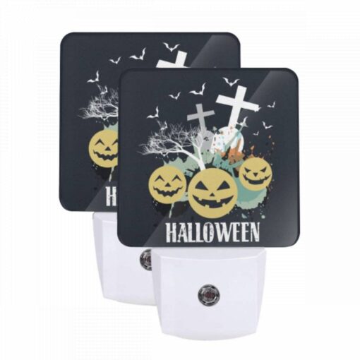 Night Light Set Of 2, A Black And White Image Of Halloween Decorations. -Acrylic Night Light Shop a1cf700dd9de1bceb4ff7093097a0f95a8641cf4