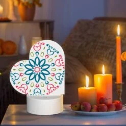 Love Acrylic Night Light, A Colorful Heart-shaped Design With A Yellow Center. -Acrylic Night Light Shop a2b7ad4abf3bc65b100f8246348a3e9975cc564d