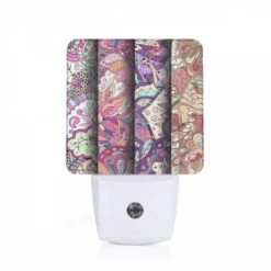 Night Light, Three Colorful Designs Are Displayed On A Wall.